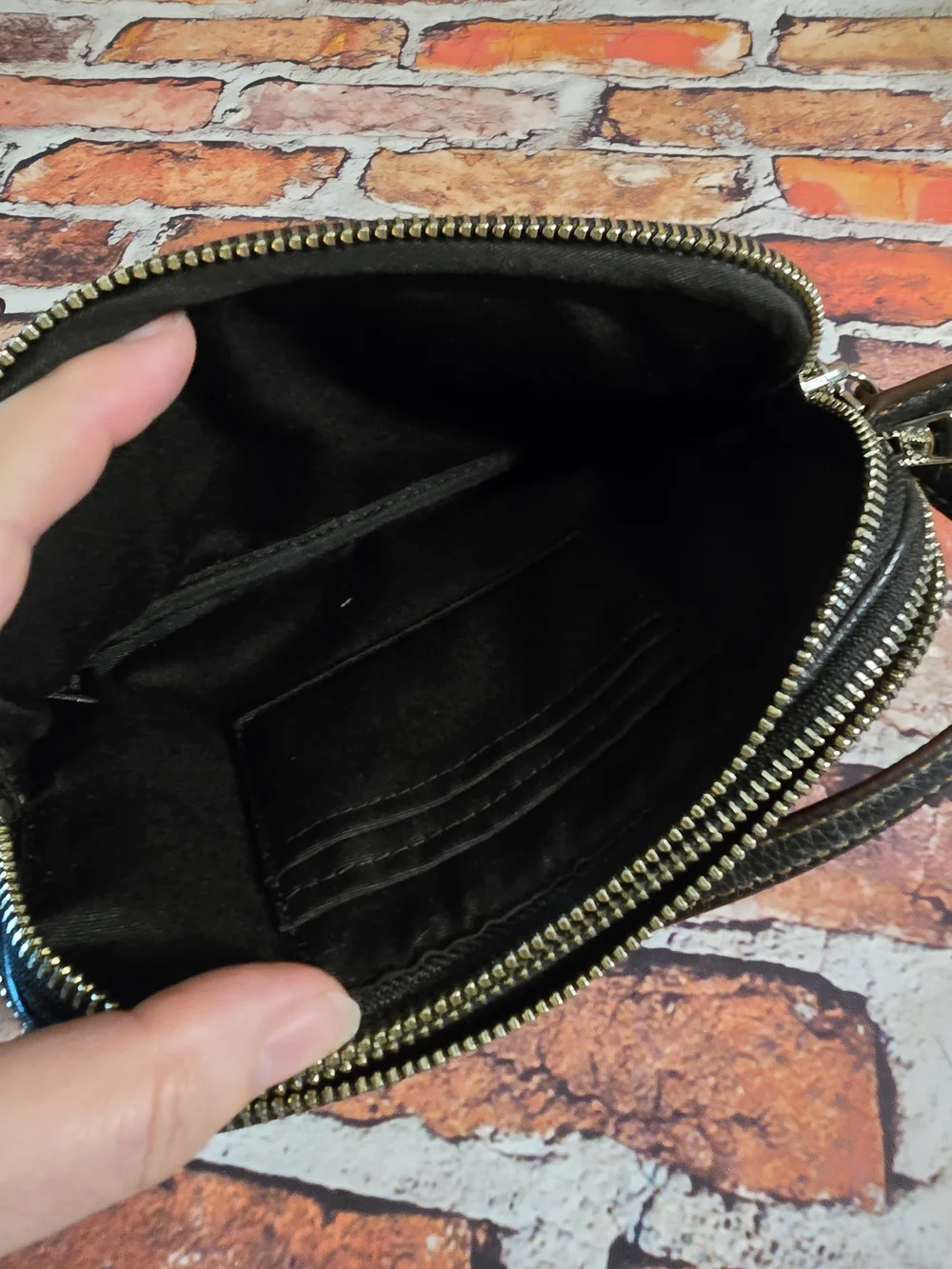 COACH Black Leather Crossbody with Blue Butterfly Appliqués F59070